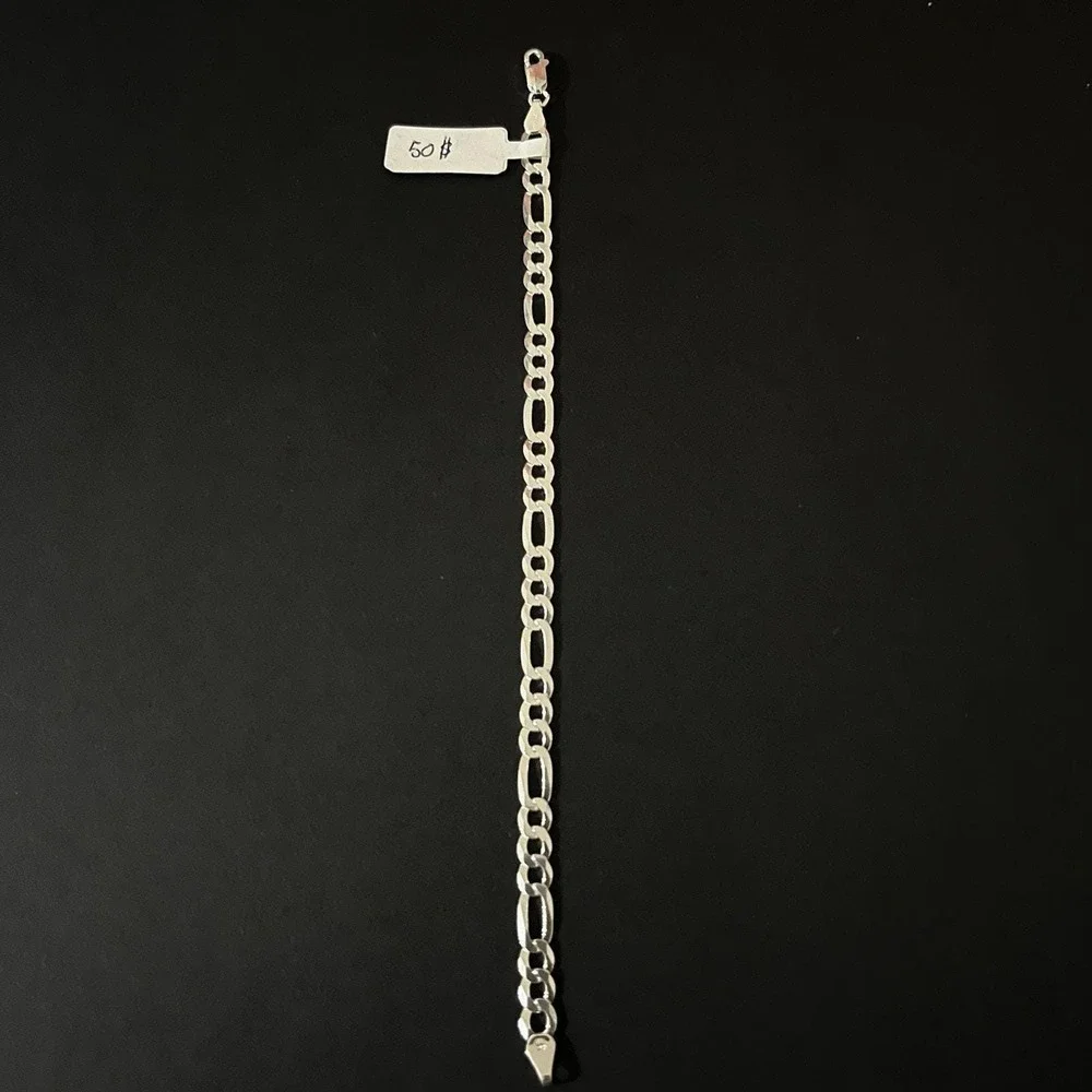 Esclava De Plata 925 Con Tejido Figaro,925 Silver Bracelet 8 Inch